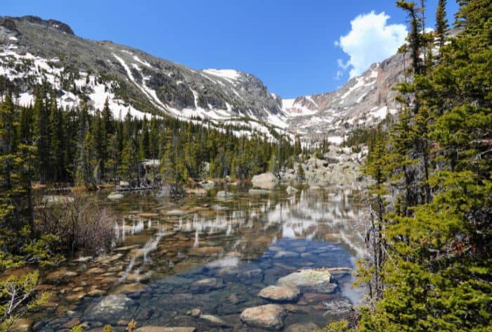 Haiyaha Lake in Rocky Mountains