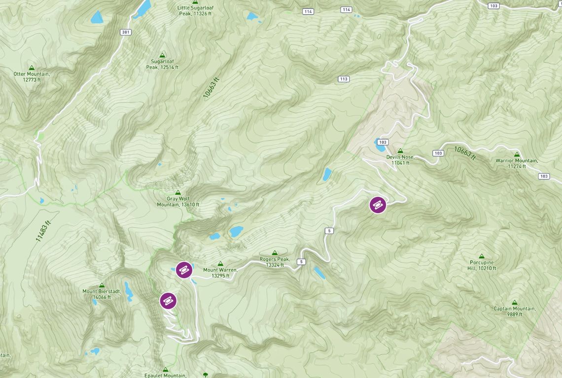 Map of Mount Blue Sky Scenic Byway