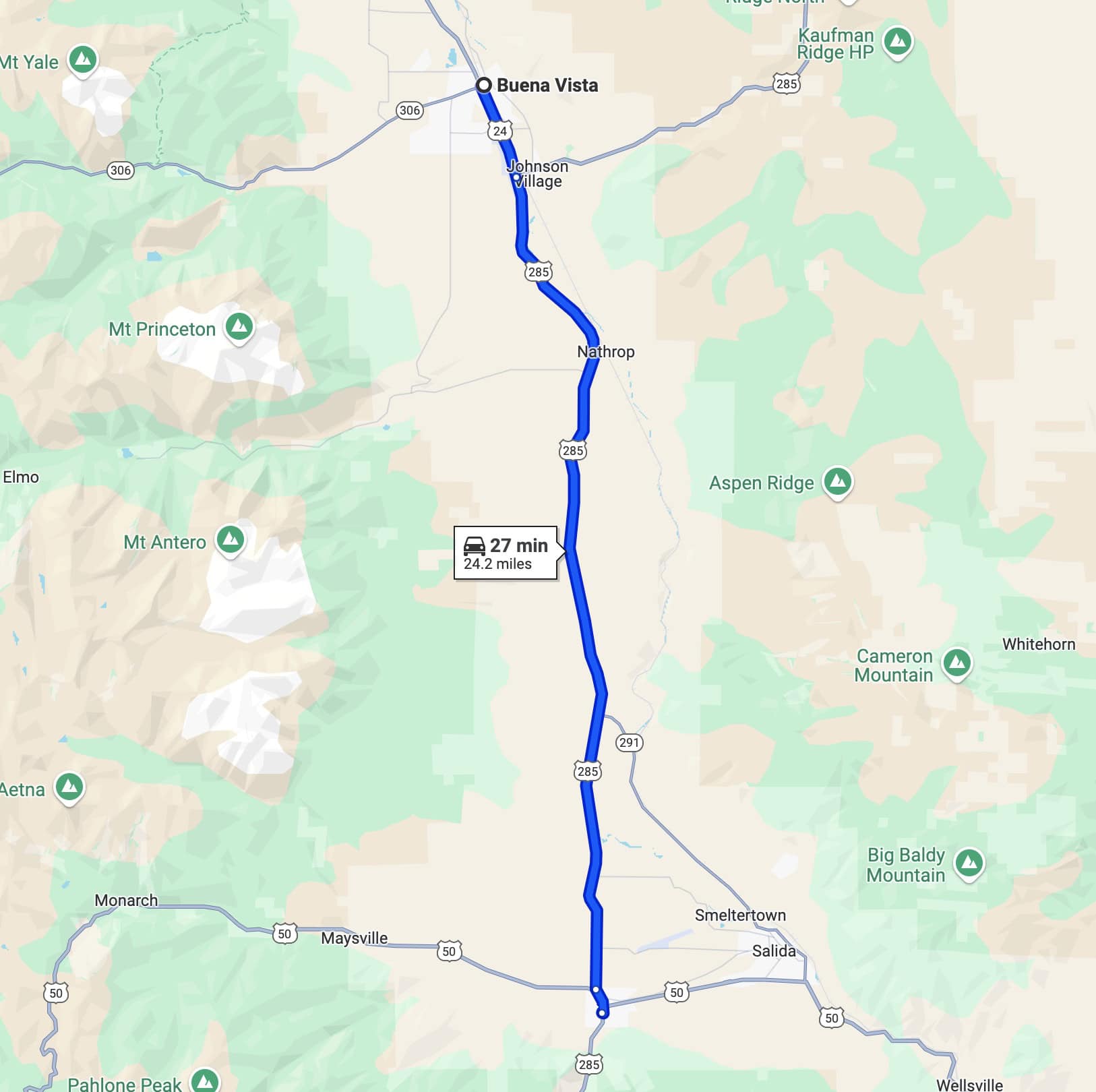 Collegiate Peaks Scenic Byway Map