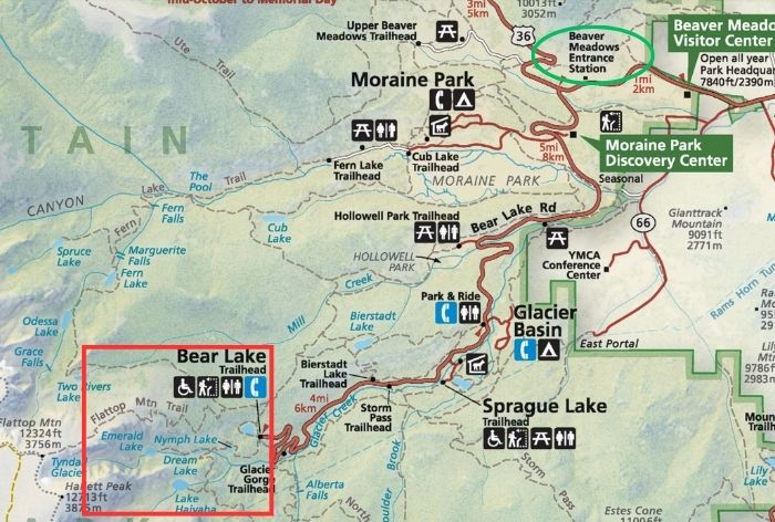 Numph, Dream and Emerald Lake Trail Map