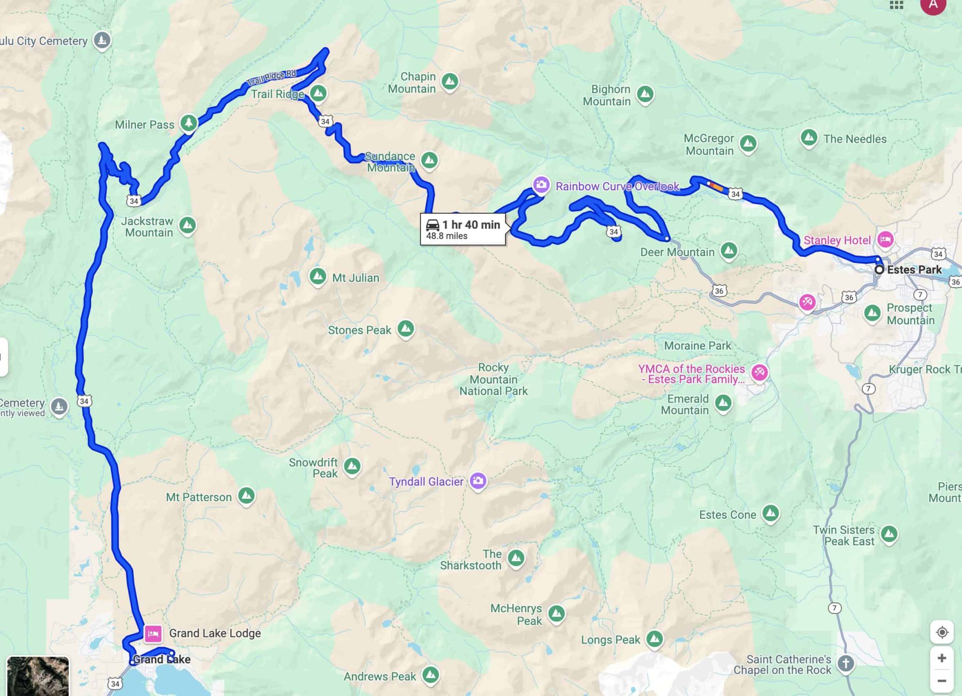 Trail Ridge Road Map